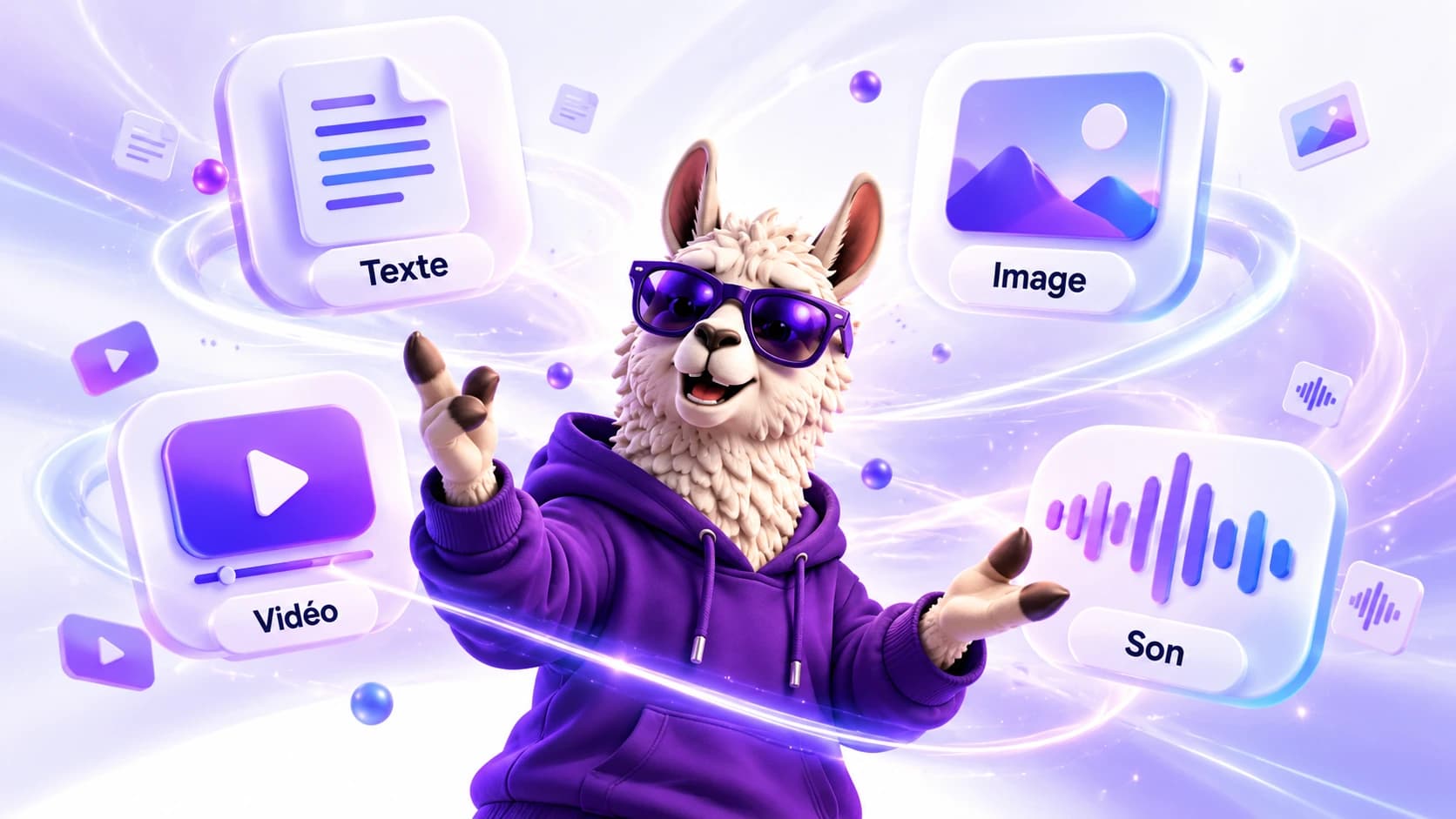 Le lama Lamalo combinant texte, image, vidéo et son sur une seule plateforme